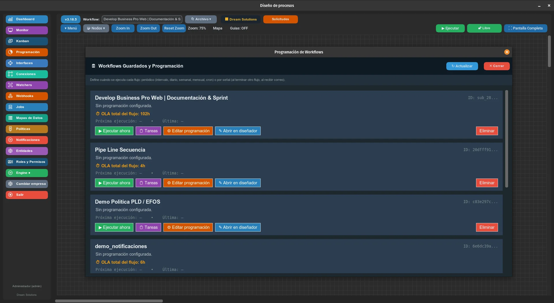 Interfaces externas configuradas